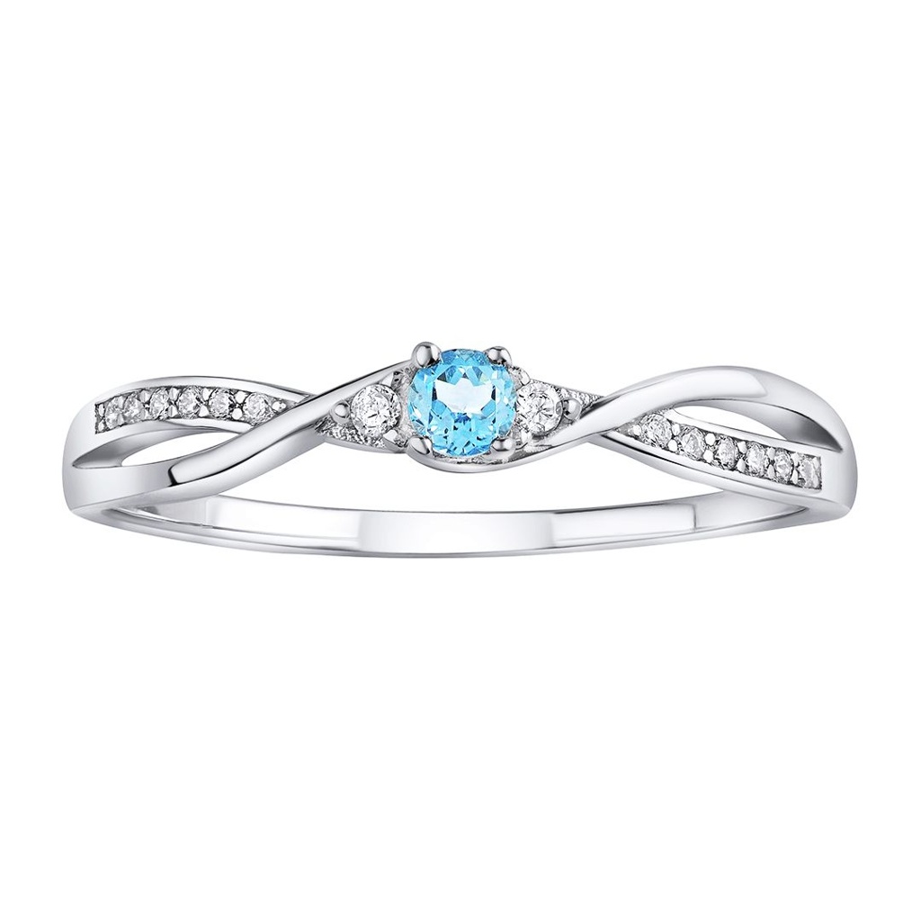 SILVEGO Stříbrný prsten s modrým Topazem a Brilliance Zirconia JJJR1100TS