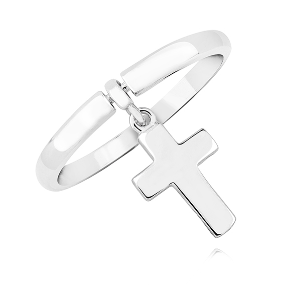 Stříbrný prsten se zavěšeným křížkem