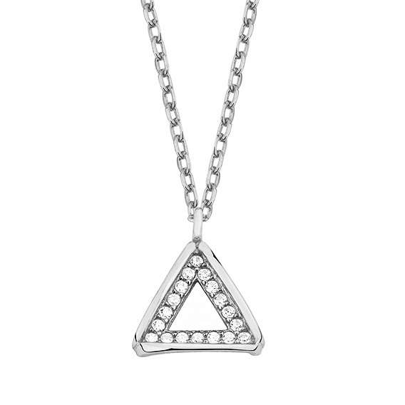 Stříbrný náhrdelník trojúhelník se zirkony