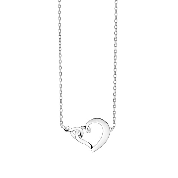 Stříbrný náhrdelník srdce a infinity