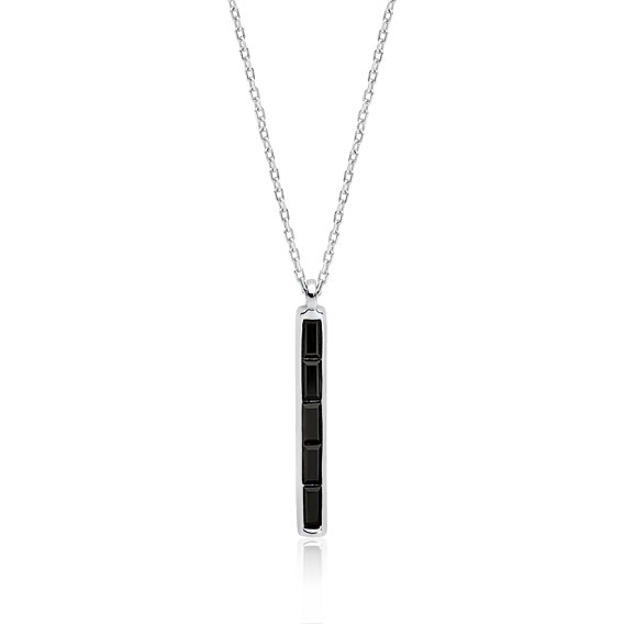Stříbrný náhrdelník s přívěskem s černými zirkony