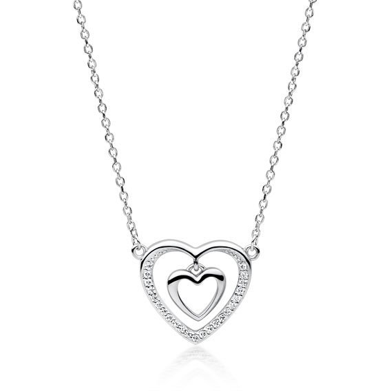 Stříbrný náhrdelník srdíčko v srdci