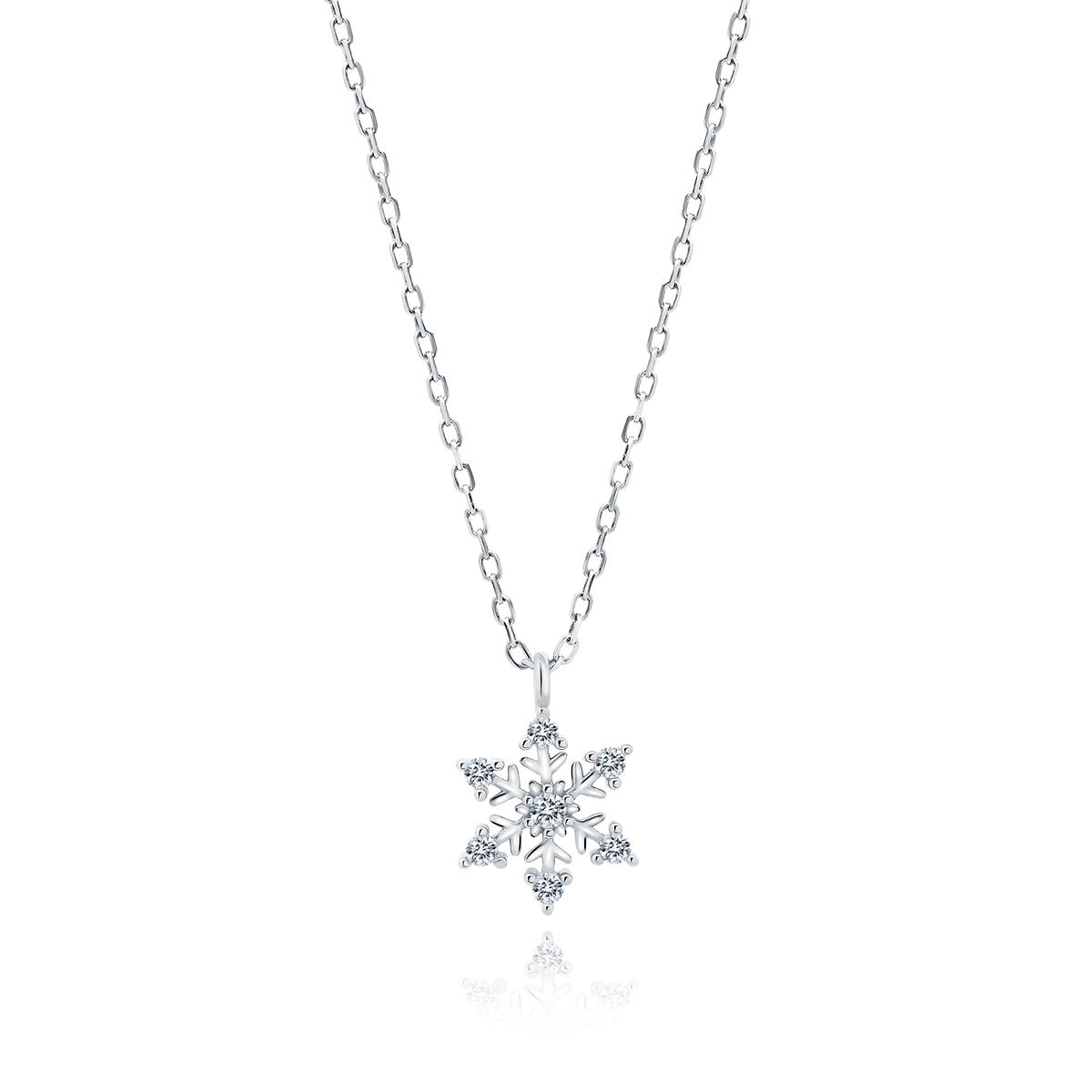 Stříbrný náhrdelník sněhová vločka čiré zirkony