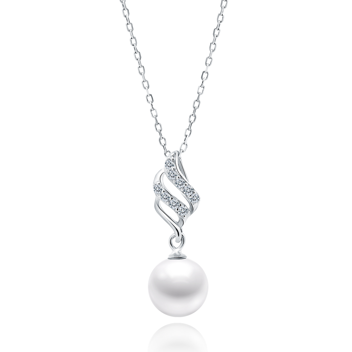 Elegantní stříbrný náhrdelník s perlou a zirkony