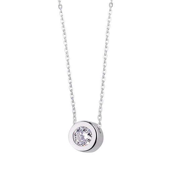 Stříbrný náhrdelník s kulatým zirkonem čirá