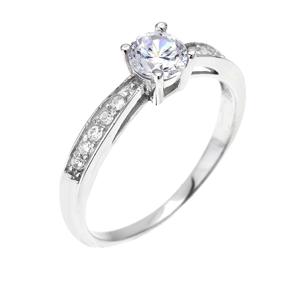 Elegantní stříbrný prsten se zirkony