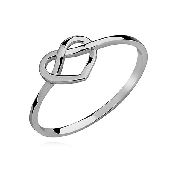 Stříbrný subtilní prsten s motivem srdce