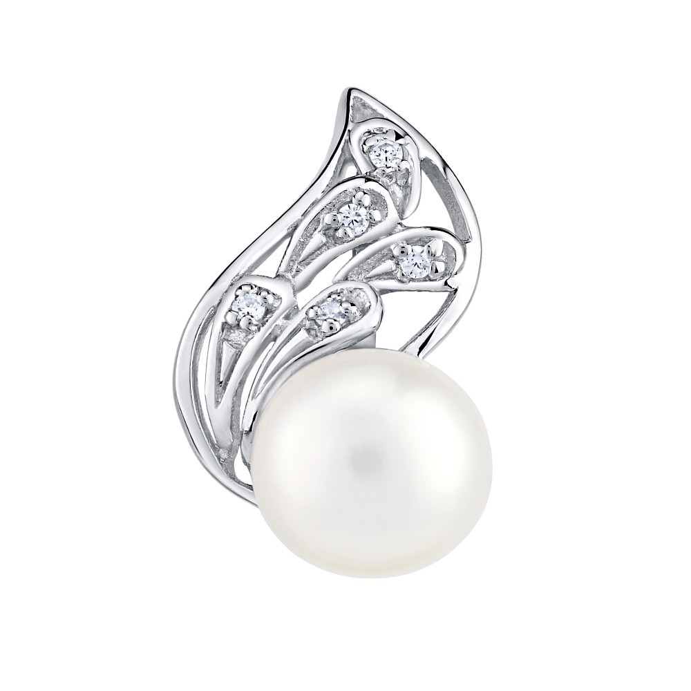 Stříbrný přívěsek GENEVIE s bílou pravou přírodní perlou LPS1697WS