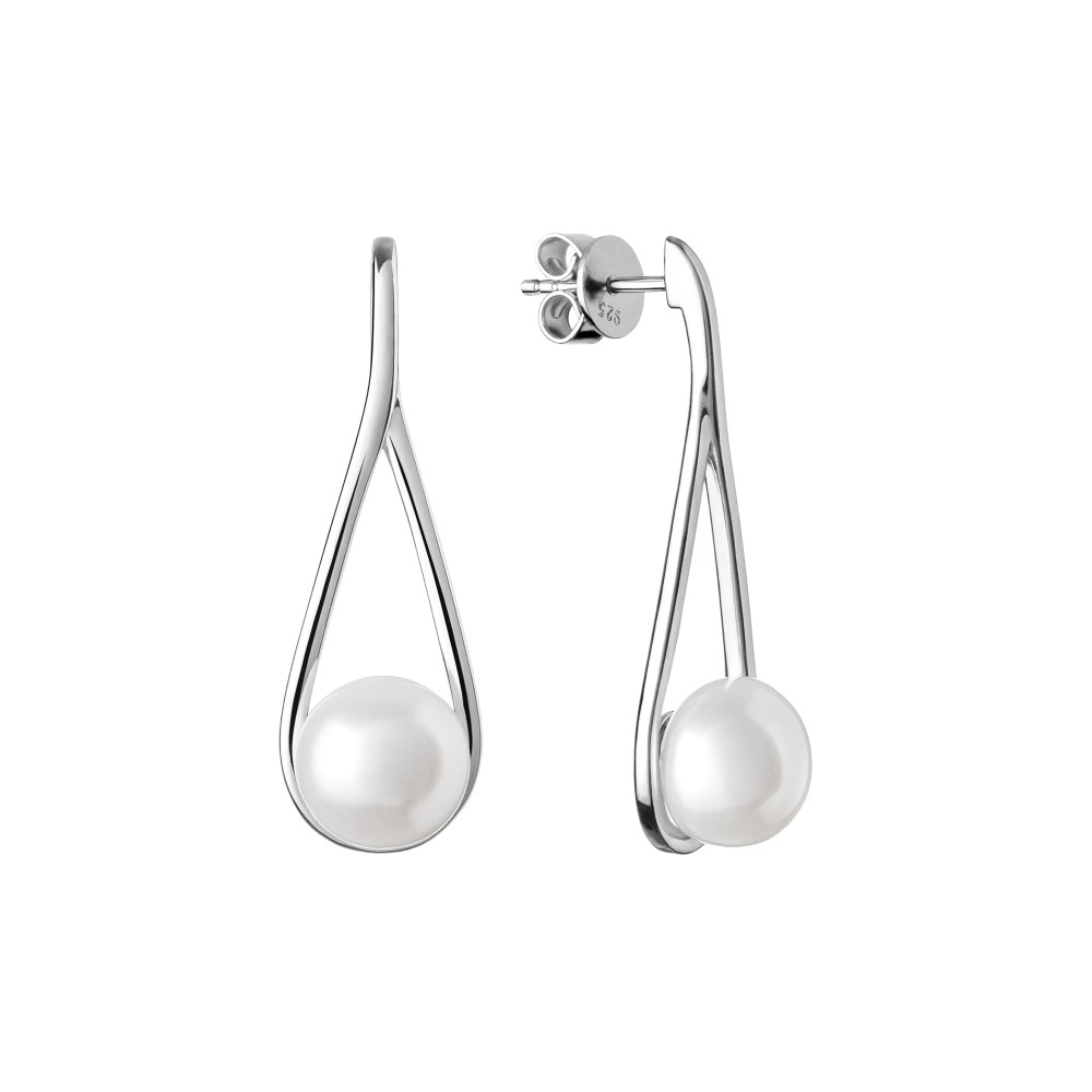 Silvego stříbrné elegantní náušnice Jolie s bílou přírodní perlou GRP20222EW