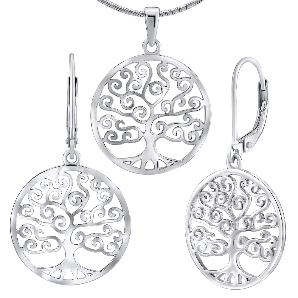 SILVEGO Stříbrný set šperků - náušnice a přívěsek s motivem stromu života JJJ0652S