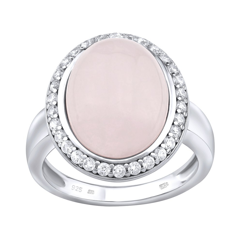 SILVEGO stříbrný prsten s přírodním Růženínem JST14941