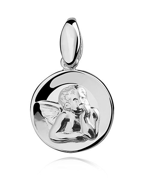 Stříbrný přívěsek medailon s andělíčkem