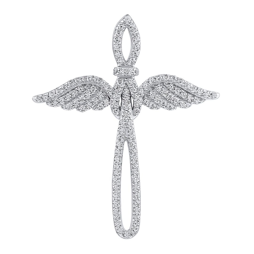 SILVEGO Stříbrný přívěsek křížek s andělskými křídly Attaris s Brilliance Zirconia MW02716P