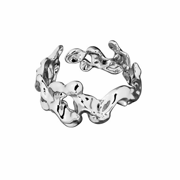 Otevřený stříbrný prsten ARWEN s motivem vody