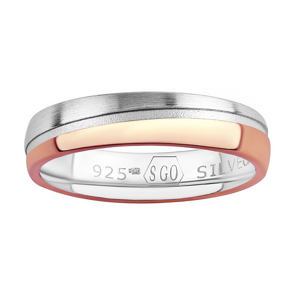 Stříbrný snubní prsten GLOWIE s růžovým zlacením