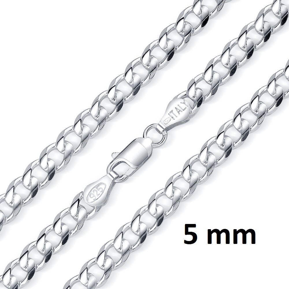 SILVEGO Stříbrný náhrdelník řetěz CURB 5 mm - rhodiovaný TTT120NLC