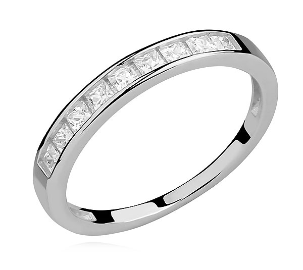 Stříbrný prsten - jemný kroužek se zirkony